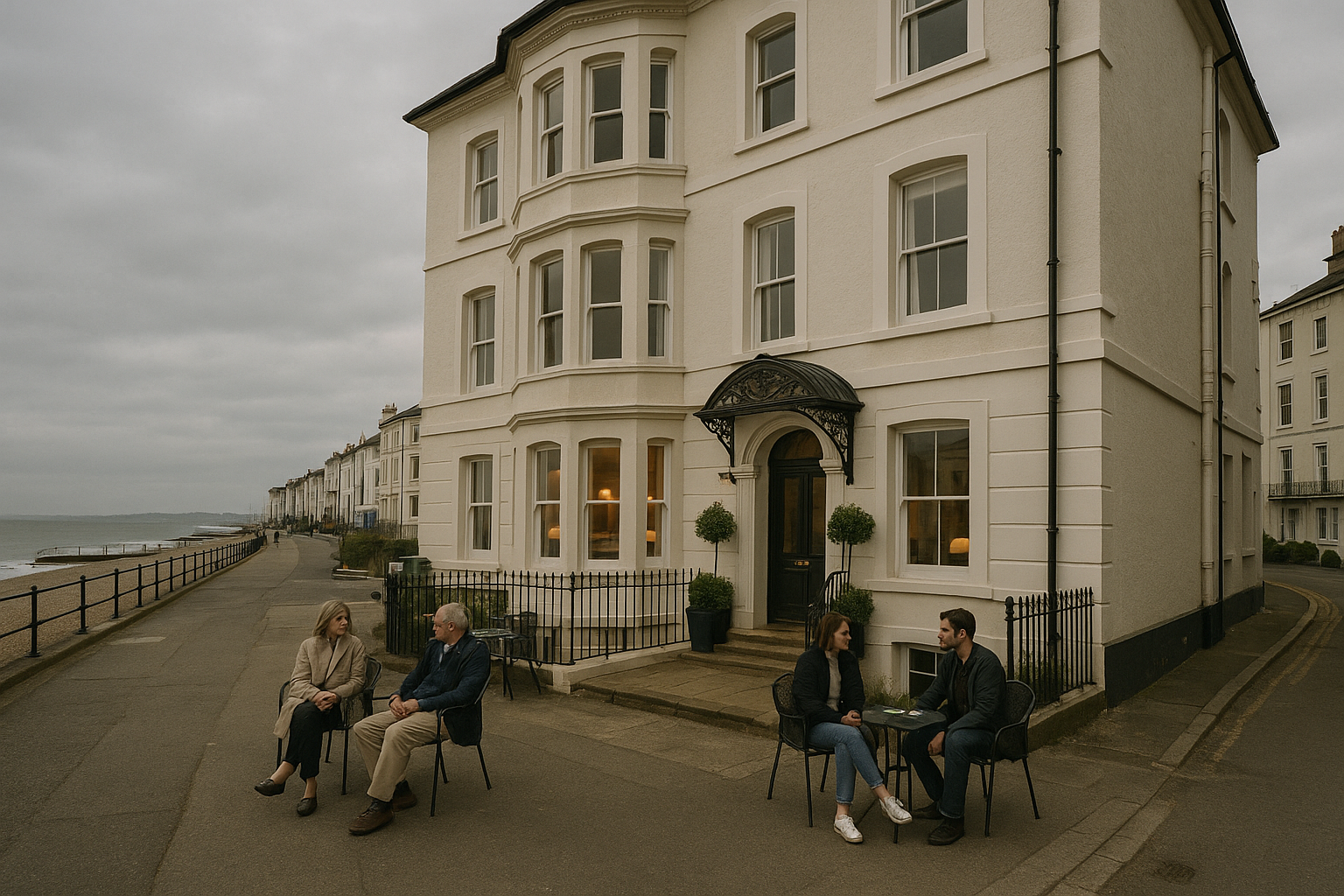 Characterful independent hotel overlooking a British seaside promenade