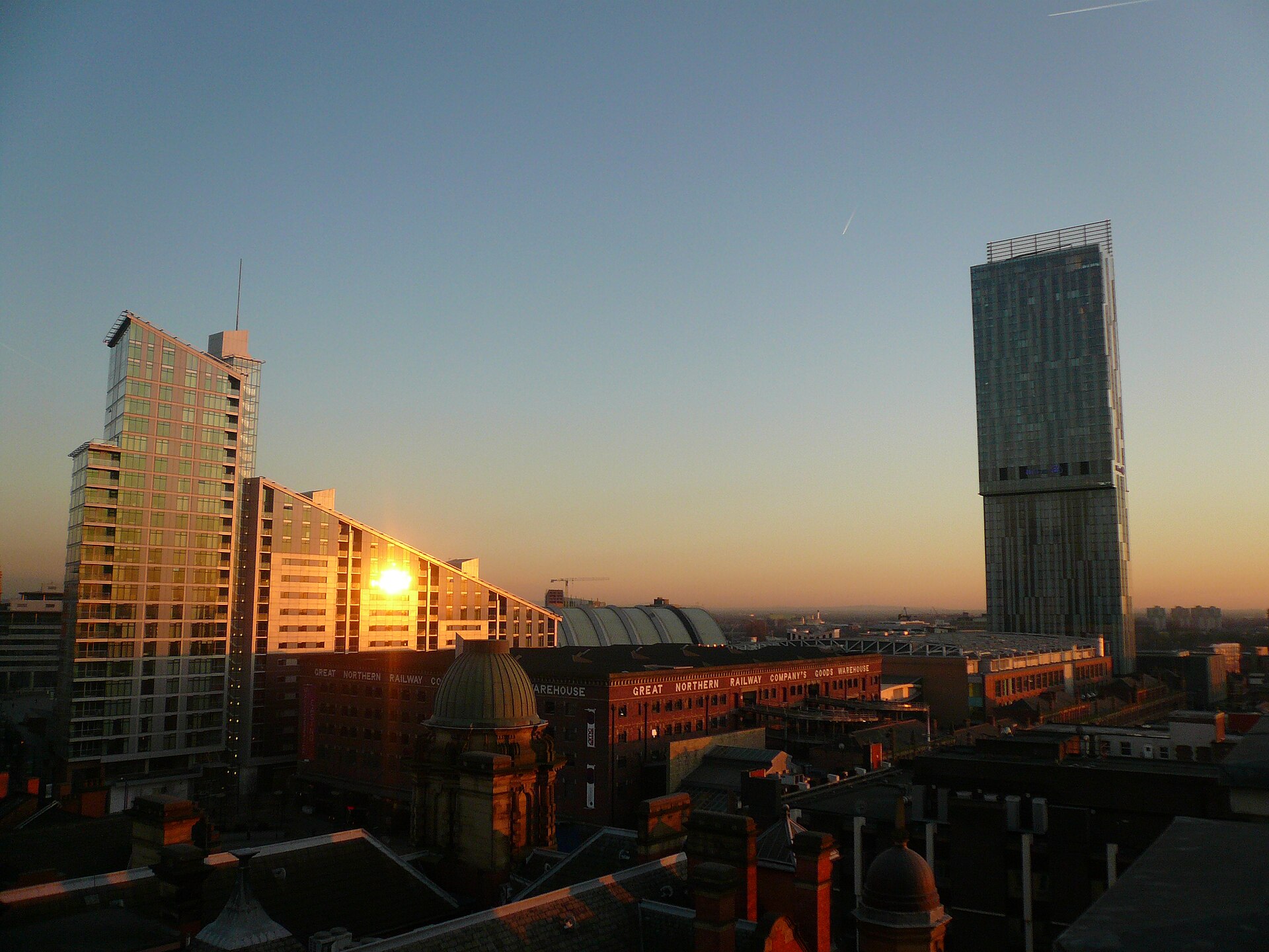 Skyline of a major northern English city with residential development