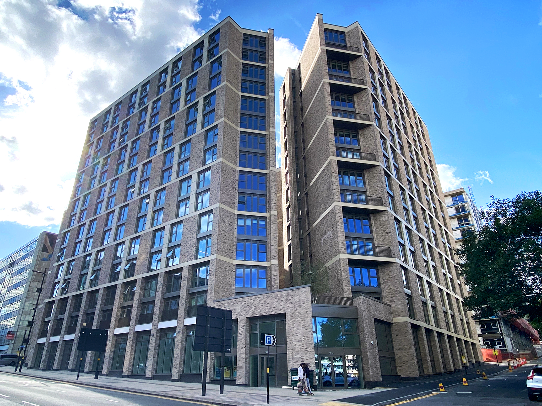Residential towers and streets near Birmingham city centre