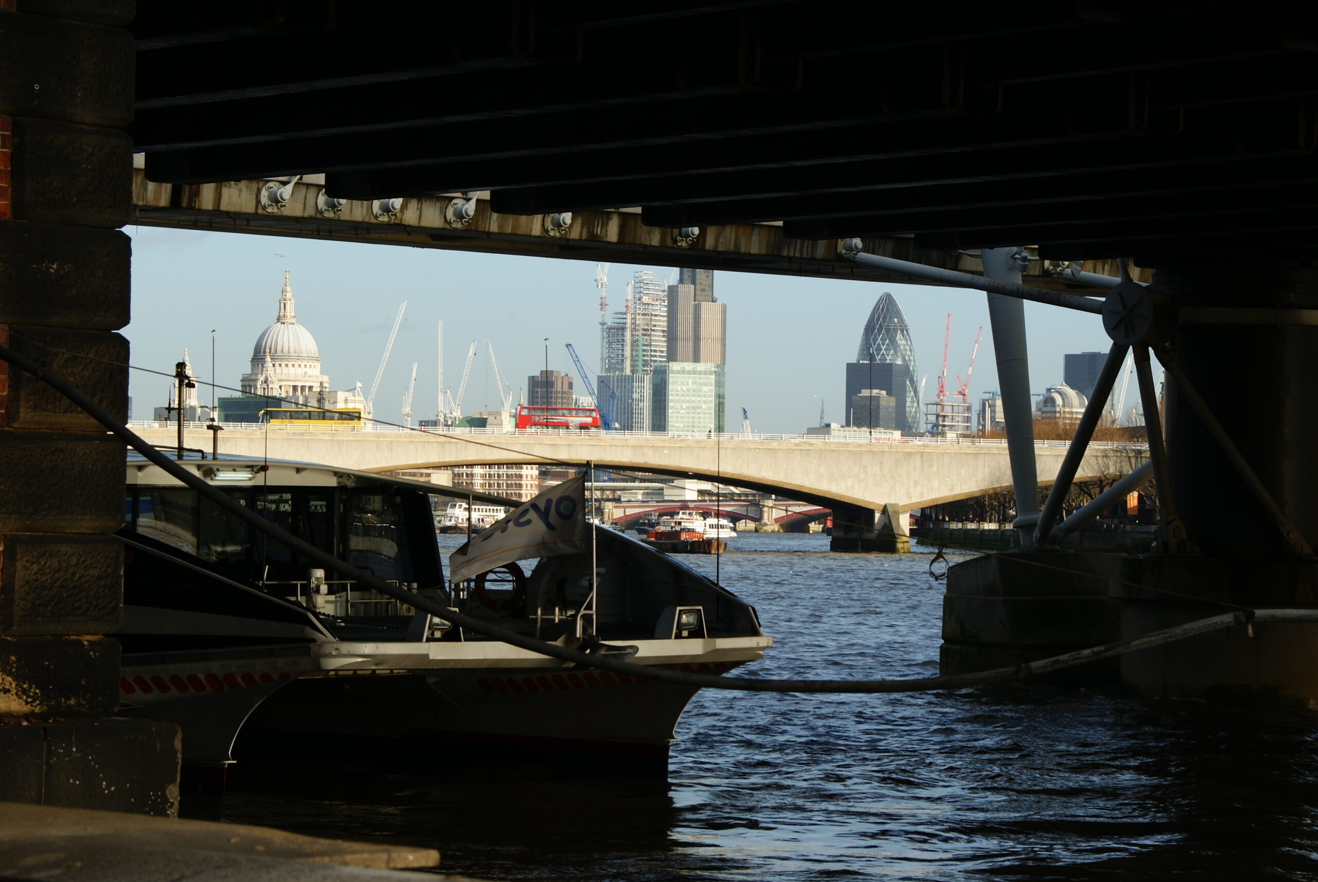 Office towers in the City of London viewed from street level
