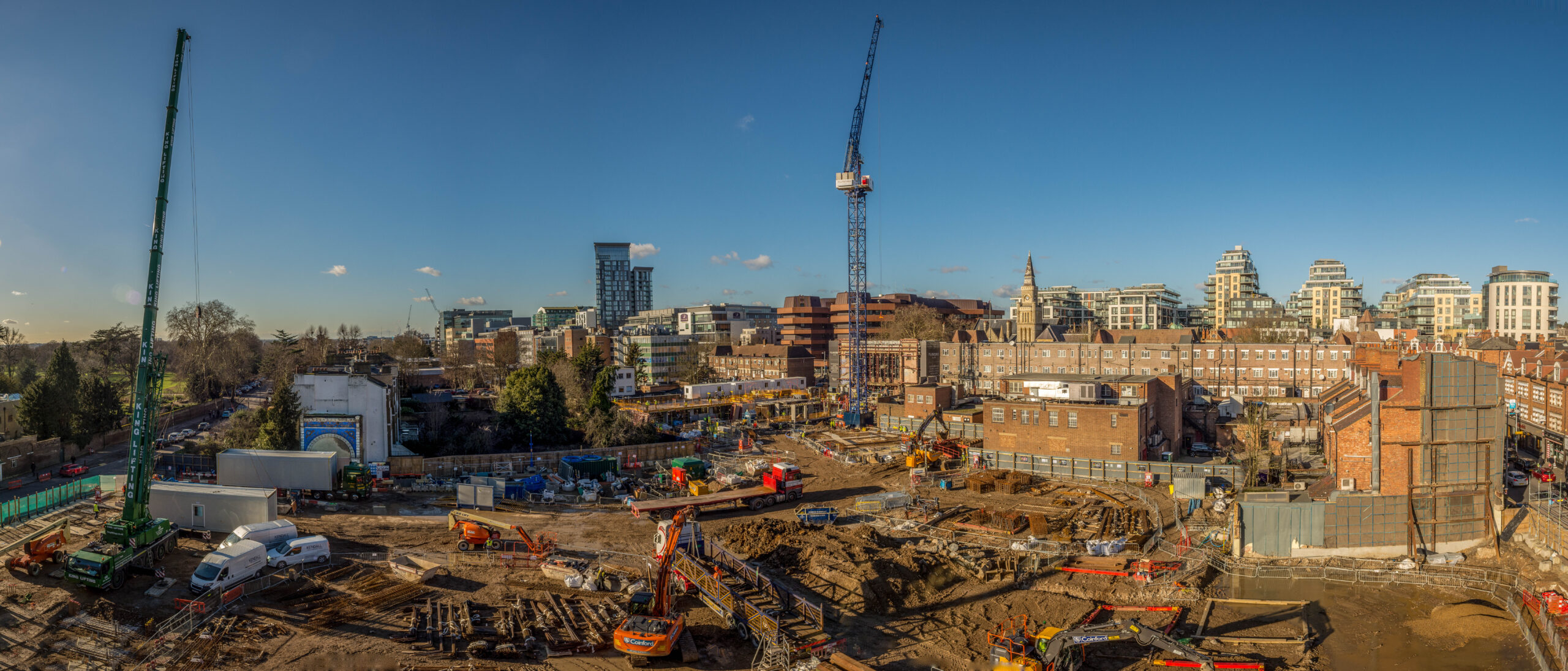 Construction crane above office buildings in the City of London