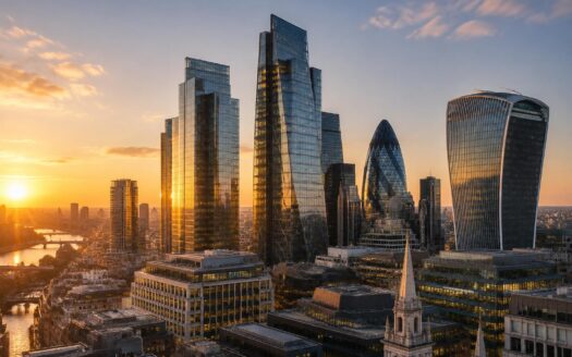 City of London office towers at golden hour