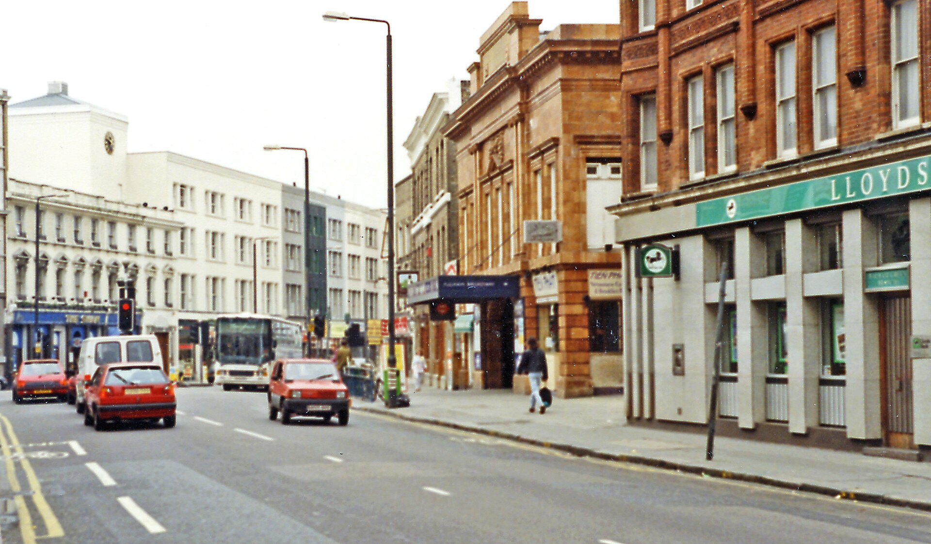 High street bank branch on a busy UK street