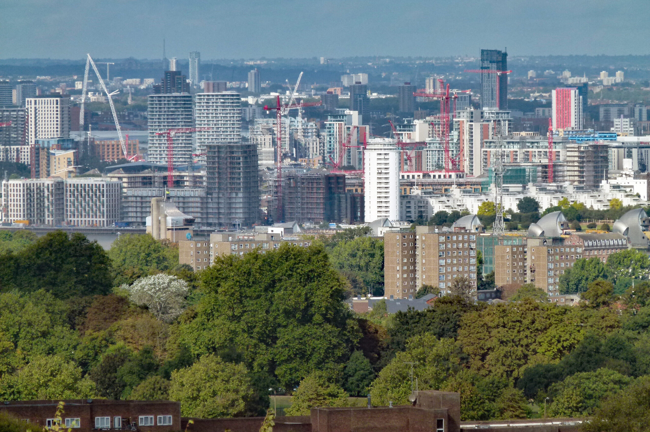 Residential construction workers at a UK apartment development site