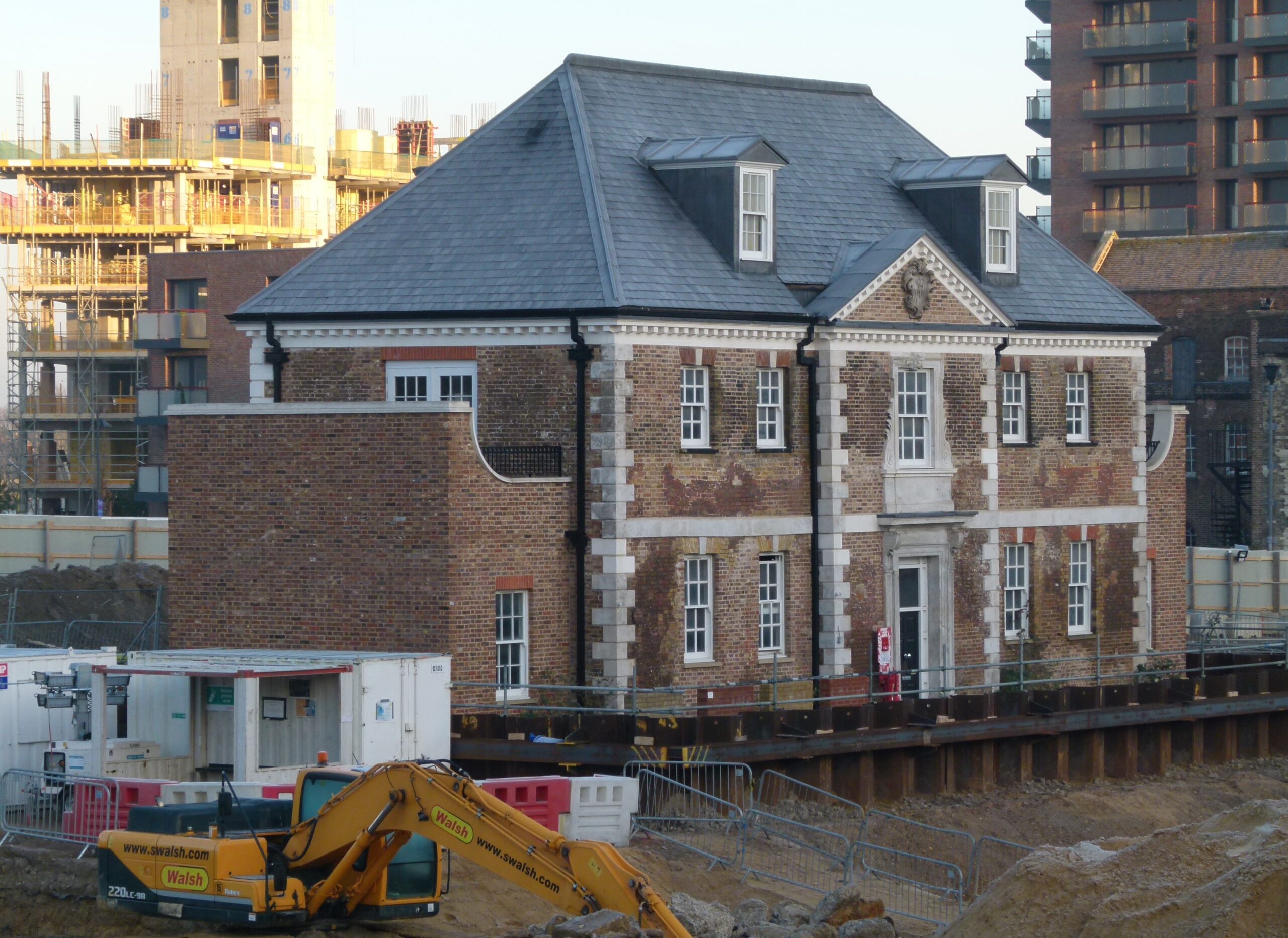 Construction workers on a UK apartment development site
